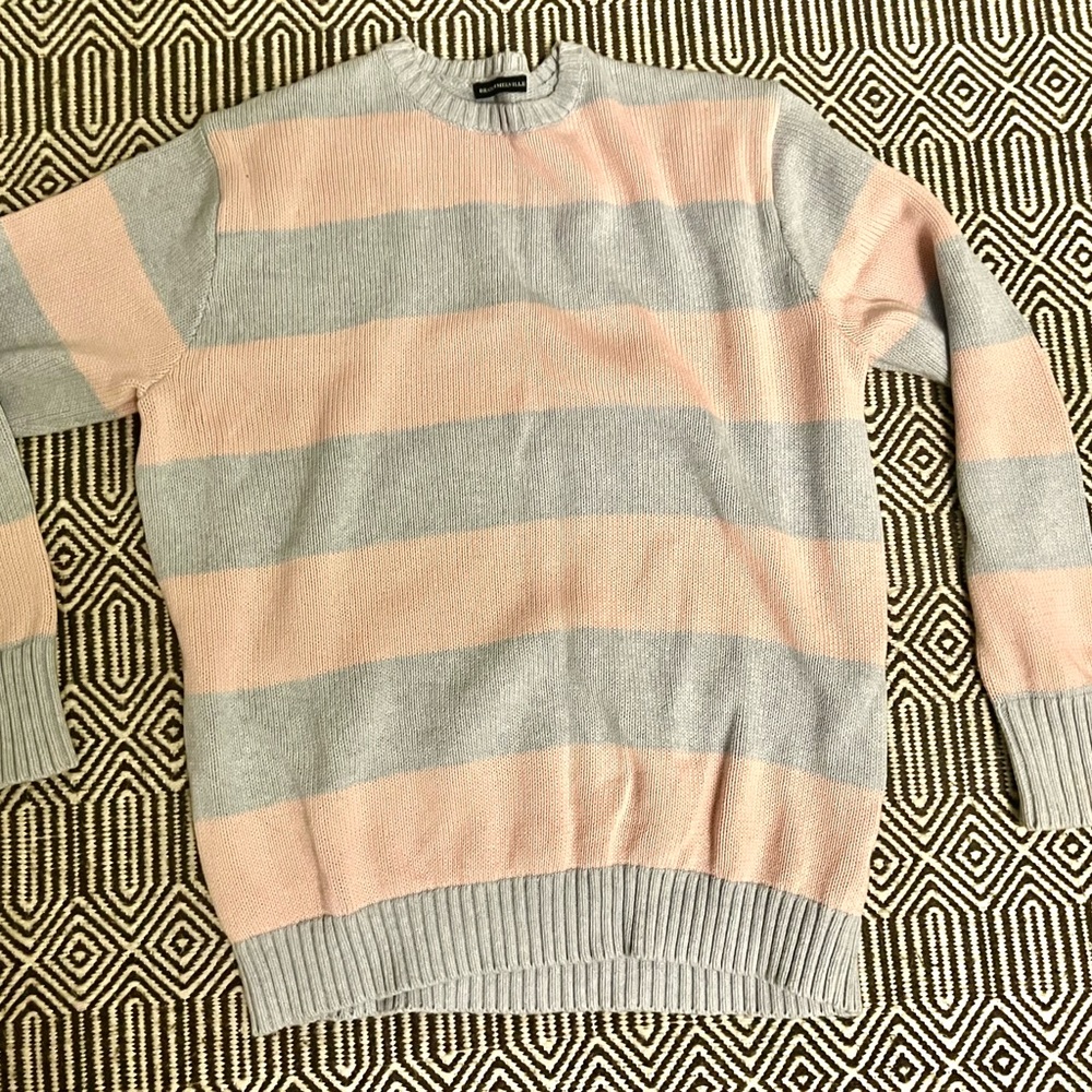 Great transitional sweater from brandy Melville. Light pink and blue stripes.